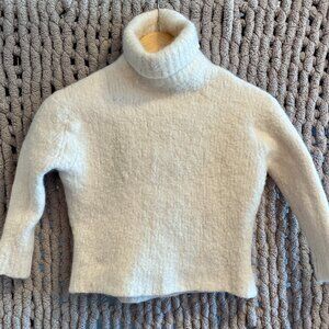Mango Suit Woman's Organic & Alpeca Wool Cream CroppedSweater Size XXS